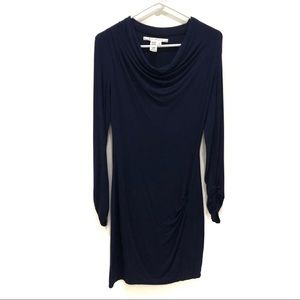 MAX STUDIO Navy Blue Long Sleeve Dress